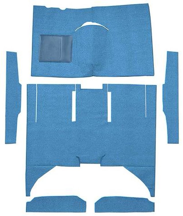 F9161662 1960-65 Falcon/Comet 4-Door Sedan w/ Column Shift Cut & Sewn; Loop Carpet; Kit; Blue
