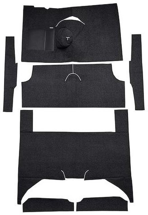 F9161701 1960-65 Falcon/Comet 4-Door Wagon L6 w/ Floor Shift; Cut & Sewn; Loop Carpet; Kit; Black