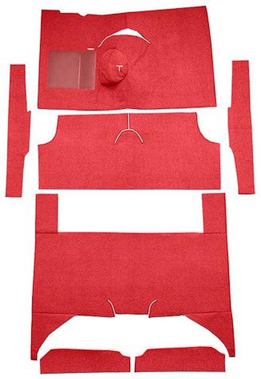 F9161702 1960-65 Falcon/Comet 4-Door Wagon L6 w/ Floor Shift; Cut & Sewn; Loop Carpet; Kit; Red