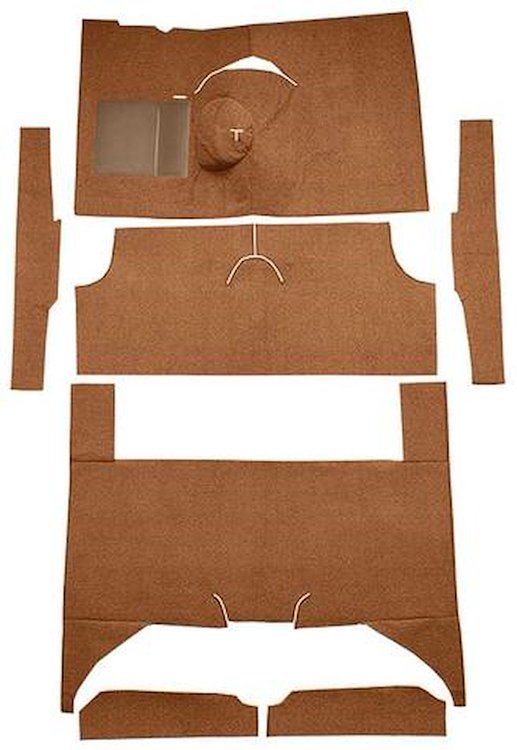 F9161718 1960-65 Falcon/Comet 4-Door Wagon L6 w/ Floor Shift; Cut & Sewn; Loop Carpet; Kit; Dark Saddle
