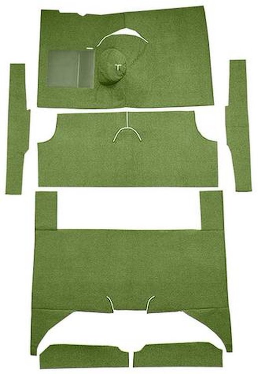 F9161719 1960-65 Falcon/Comet 4-Door Wagon L6 w/ Floor Shift; Cut & Sewn; Loop Carpet; Kit; Moss Green