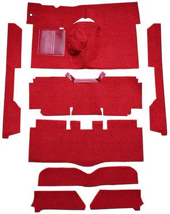 F9161802 1963-65 Falcon/Comet Convertible L6 w/ Floor Shift; Cut & Sewn; Loop Carpet; Kit; Red