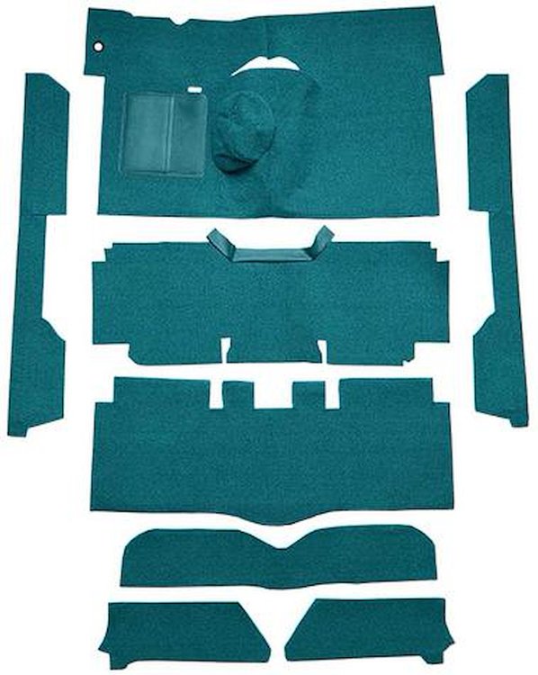 F9161806 1963-65 Falcon/Comet Convertible L6 w/ Floor Shift; Cut & Sewn; Loop Carpet; Kit; Aqua