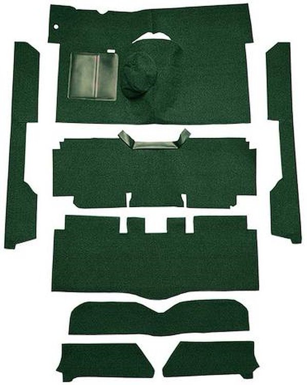 F9161813 1963-65 Falcon/Comet Convertible L6 w/ Floor Shift; Cut & Sewn; Loop Carpet; Kit; Dark Green