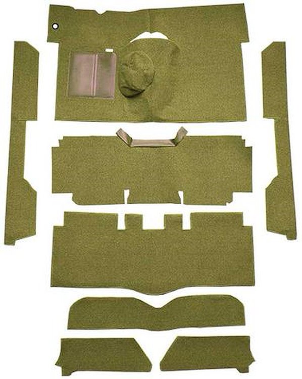 F9161819 1963-65 Falcon/Comet Convertible L6 w/ Floor Shift; Cut & Sewn; Loop Carpet; Kit; Moss Green
