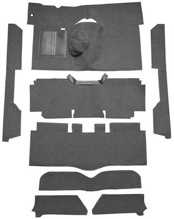 F9161857 1963-65 Falcon/Comet Convertible L6 w/ Floor Shift; Cut & Sewn; Loop Carpet; Kit; Charcoal