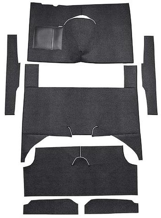 F9161901 1960-65 Falcon/Comet 4-Door Wagon w/ Column Shift; Cut & Sewn; Loop Carpet; Kit; Black