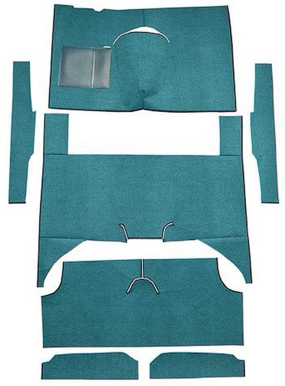 F9161906 1960-65 Falcon/Comet 4-Door Wagon w/ Column Shift; Cut & Sewn; Loop Carpet; Kit; Aqua