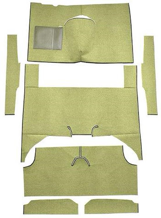 F9161909 1960-65 Falcon/Comet 4-Door Wagon w/ Column Shift; Cut & Sewn; Loop Carpet; Kit; Ivy Gold