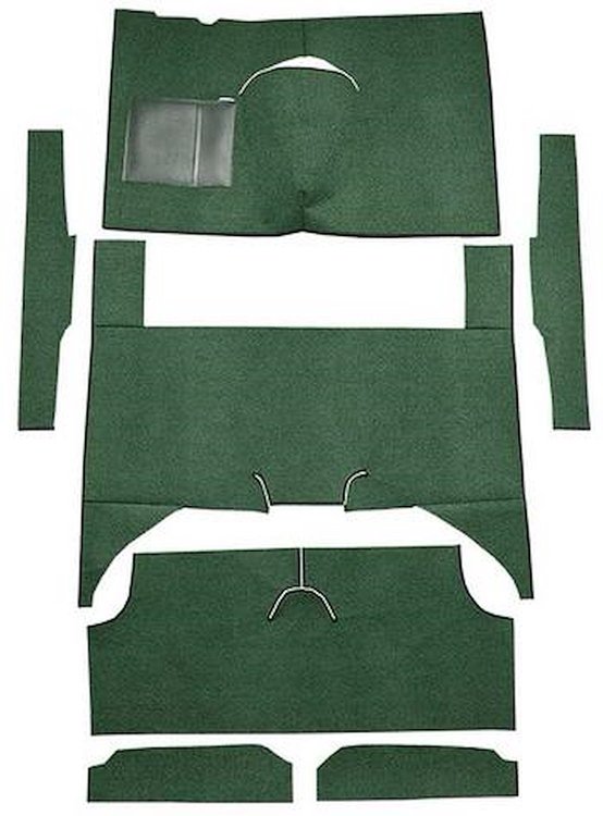 F9161913 1960-65 Falcon/Comet 4-Door Wagon w/ Column Shift; Cut & Sewn; Loop Carpet; Kit; Dark Green