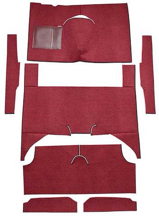 F9161915 1960-65 Falcon/Comet 4-Door Wagon w/ Column Shift; Cut & Sewn; Loop Carpet; Kit; Maroon