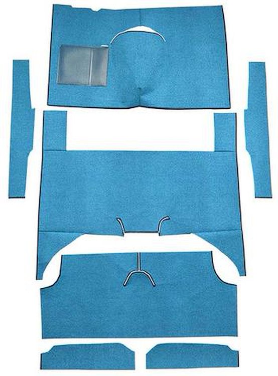 F9161941 1960-65 Falcon/Comet 4-Door Wagon w/ Column Shift; Cut & Sewn; Loop Carpet; Kit; Medium Blue