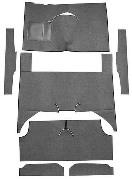F9161947 1960-65 Falcon/Comet 4-Door Wagon w/ Column Shift; Cut & Sewn; Loop Carpet; Kit; Gunmetal Gray