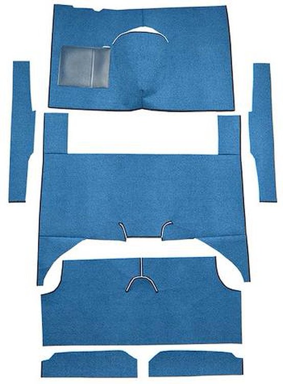 F9161962 1960-65 Falcon/Comet 4-Door Wagon w/ Column Shift; Cut & Sewn; Loop Carpet; Kit; Blue
