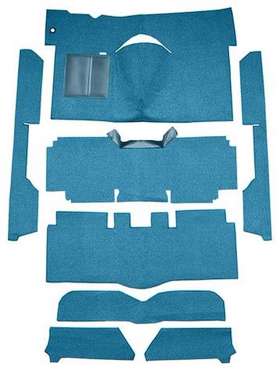 F9162004 1963-65 Falcon/Comet Convertible w/ Column Shift; Cut & Sewn; Loop Carpet; Kit; Bright Blue