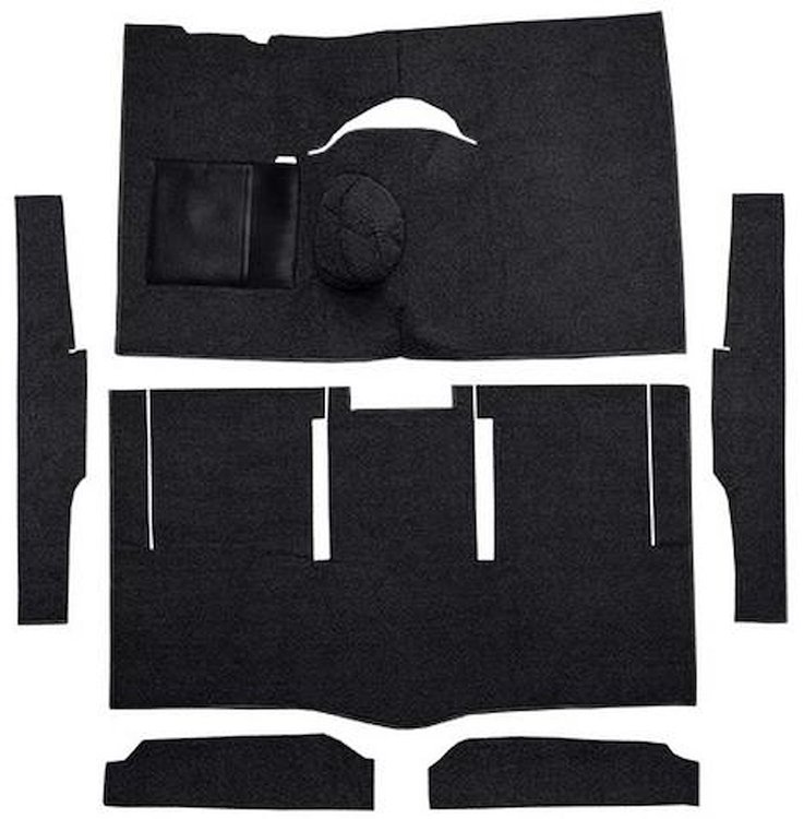 F9162401 1963-65 Falcon/Comet Hardtop L6 w/ Floor Shift; Cut & Sewn; Loop Carpet; Kit; Black