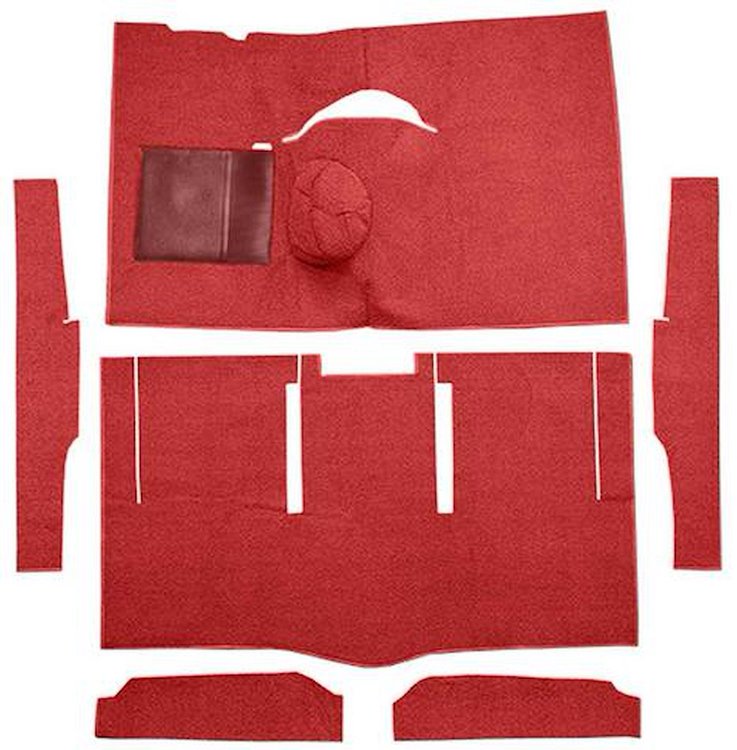 F9162402 1963-65 Falcon/Comet Hardtop L6 w/ Floor Shift; Cut & Sewn; Loop Carpet; Kit; Red