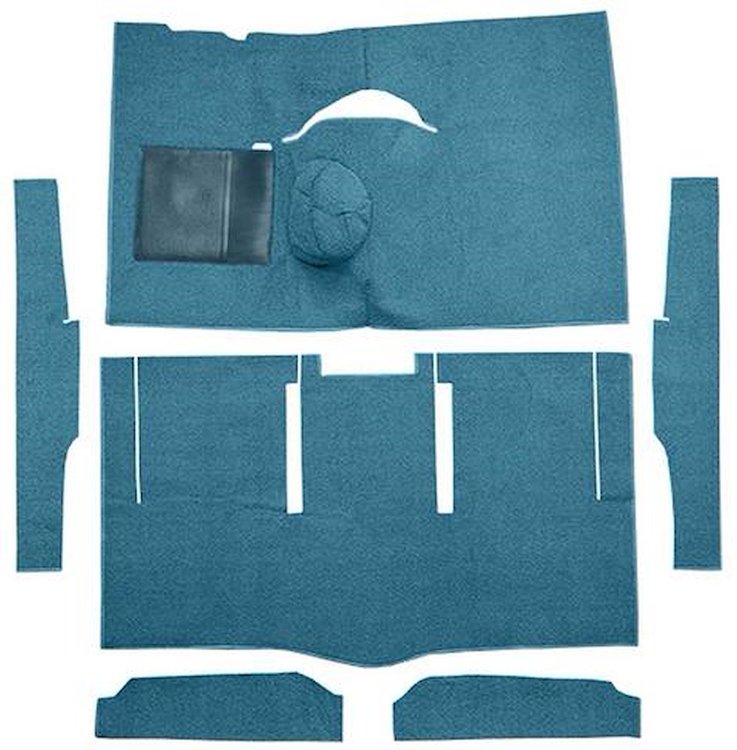 F9162404 1963-65 Falcon/Comet Hardtop L6 w/ Floor Shift; Cut & Sewn; Loop Carpet; Kit; Bright Blue