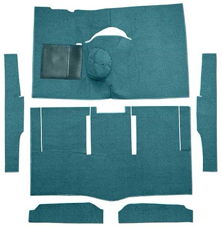 F9162406 1963-65 Falcon/Comet Hardtop L6 w/ Floor Shift; Cut & Sewn; Loop Carpet; Kit; Aqua