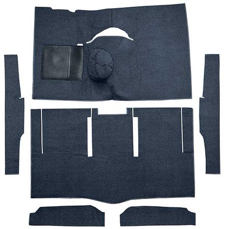 F9162412 1963-65 Falcon/Comet Hardtop L6 w/ Floor Shift; Cut & Sewn; Loop Carpet; Kit; Dark Blue