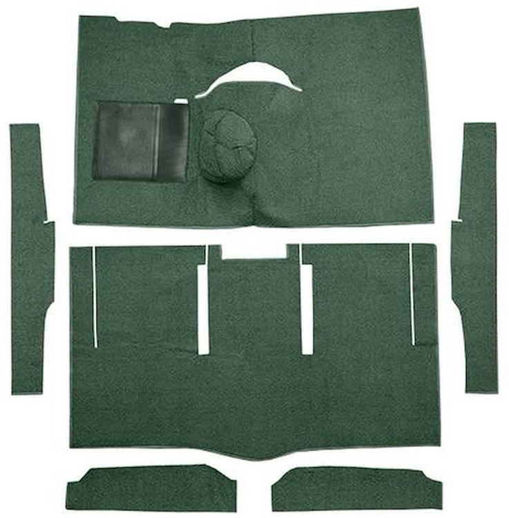 F9162413 1963-65 Falcon/Comet Hardtop L6 w/ Floor Shift; Cut & Sewn; Loop Carpet; Kit; Dark Green