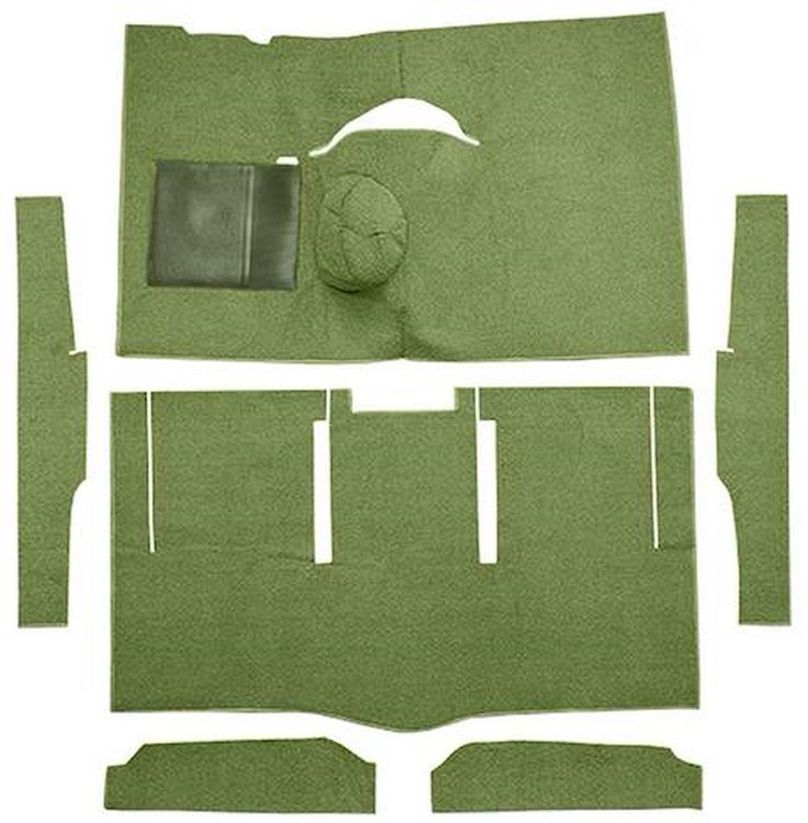 F9162419 1963-65 Falcon/Comet Hardtop L6 w/ Floor Shift; Cut & Sewn; Loop Carpet; Kit; Moss Green