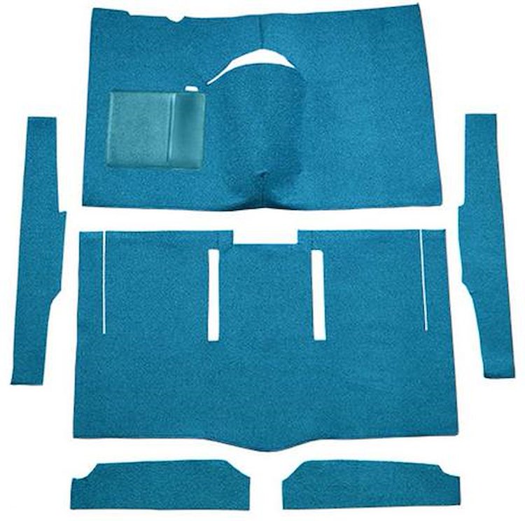 F9162604 1963-65 Falcon/Comet 2-Door Hardtop w/ Column Shift; Cut & Sewn; Loop Carpet; Kit; Bright Blue