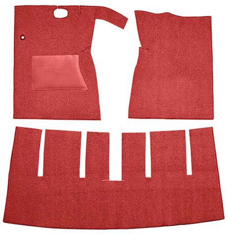 F9165902 1963 Ford Galaxie Convertible Auto/4-Speed; w/ Console Cut & Sewn; Loop Carpet; Kit; Red