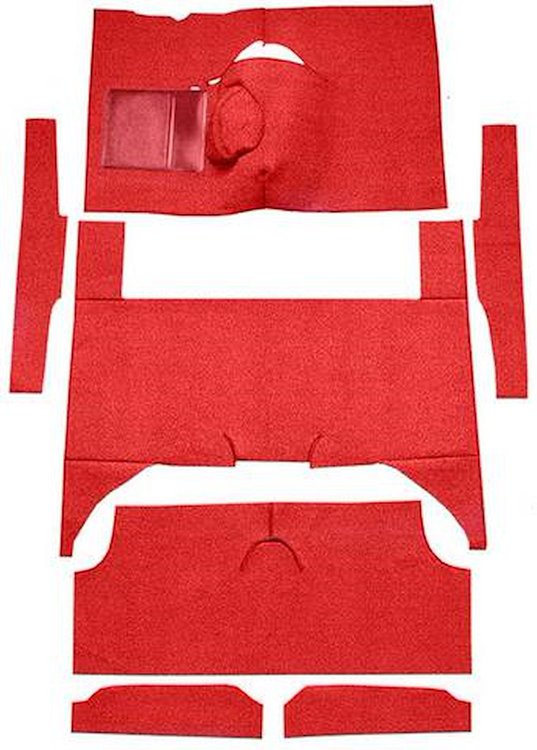 F9174302 1963-65 Falcon/Comet 4-Door Wagon V8 w/ Floor Shift; Cut & Sewn; Loop Carpet; Kit; Red