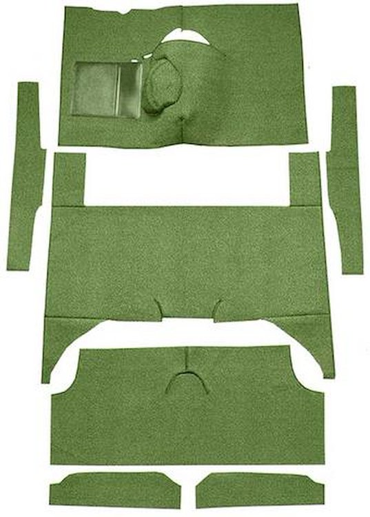 F9174319 1963-65 Falcon/Comet 4-Door Wagon V8 w/ Floor Shift; Cut & Sewn; Loop Carpet; Kit; Moss Green