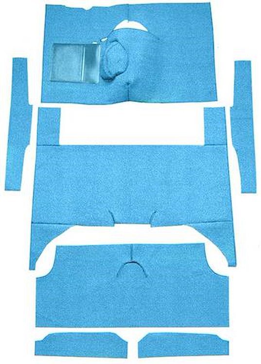F9174341 1963-65 Falcon/Comet 4-Door Wagon V8 w/ Floor Shift; Cut & Sewn; Loop Carpet; Kit; Medium Blue