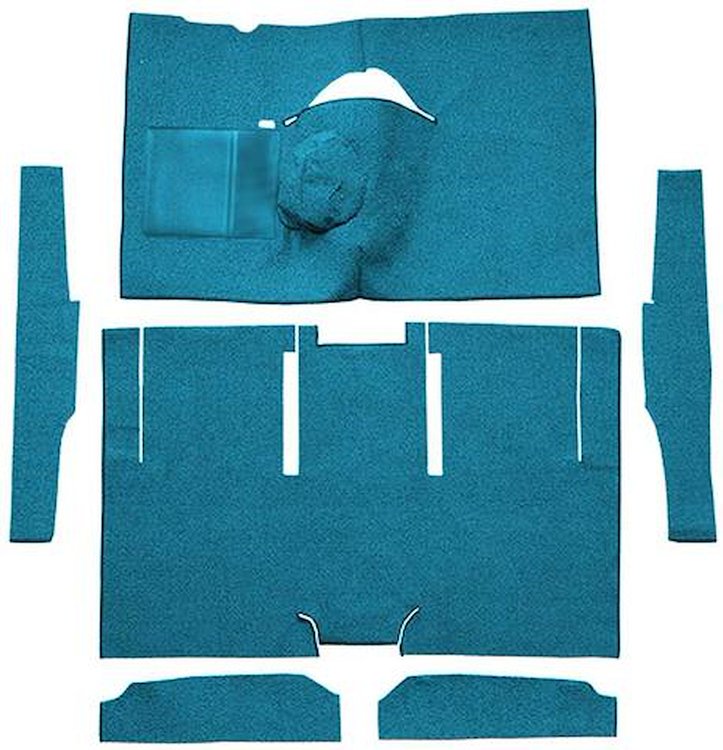 F9174604 1963-65 Falcon/Comet 2-Door Sedan/Ranchero V8 w/ Floor Shift; Cut & Sewn; Loop Carpet; Kit; Bright Blue