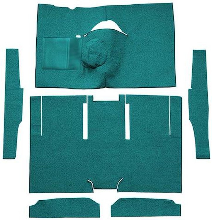 F9174606 1963-65 Falcon/Comet 2-Door Sedan/Ranchero V8 w/ Floor Shift; Cut & Sewn; Loop Carpet; Kit; Aqua