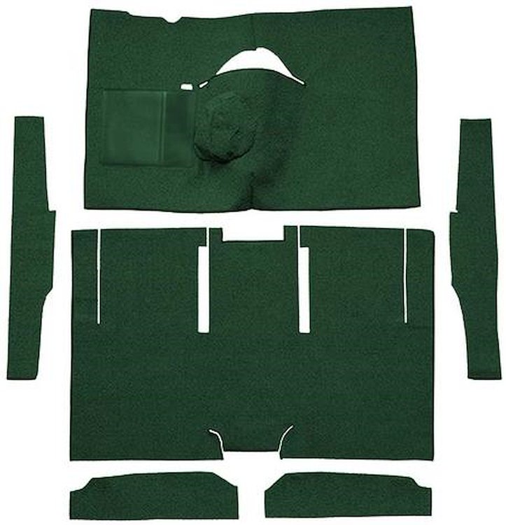 F9174613 1963-65 Falcon/Comet 2-Door Sedan/Ranchero V8 w/ Floor Shift; Cut & Sewn; Loop Carpet; Kit; Dark Green