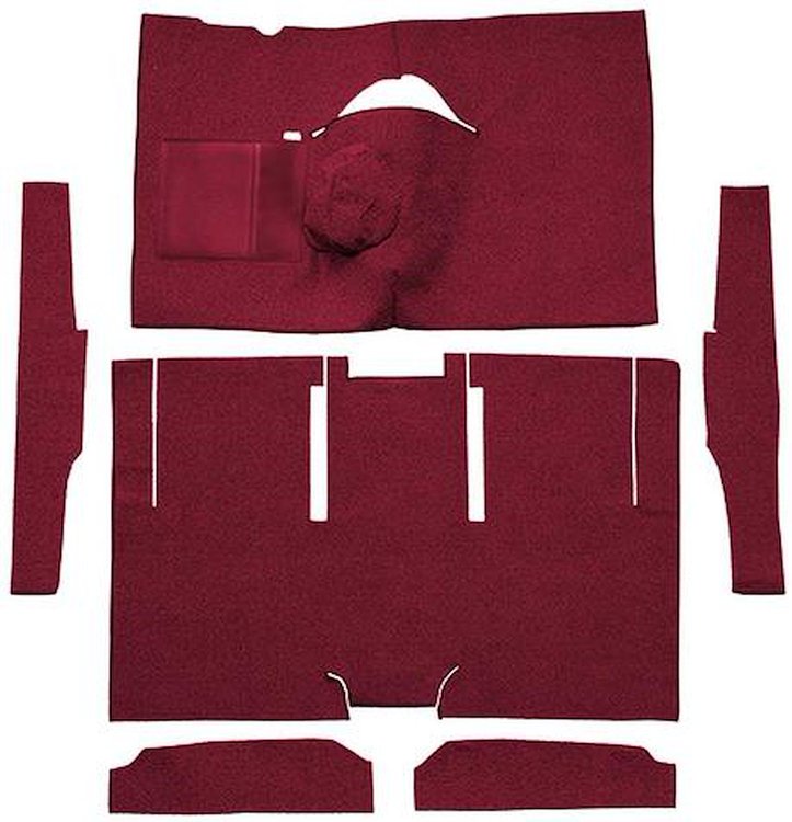F9174615 1963-65 Falcon/Comet 2-Door Sedan/Ranchero V8 w/ Floor Shift; Cut & Sewn; Loop Carpet; Kit; Maroon
