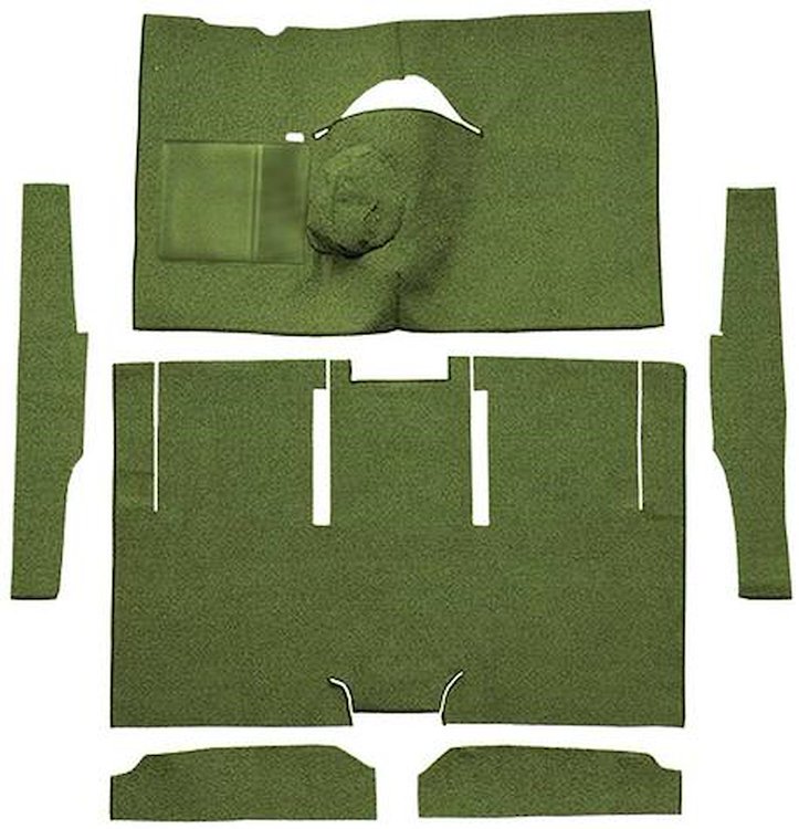 F9174619 1963-65 Falcon/Comet 2-Door Sedan/Ranchero V8 w/ Floor Shift; Cut & Sewn; Loop Carpet; Kit; Moss Green