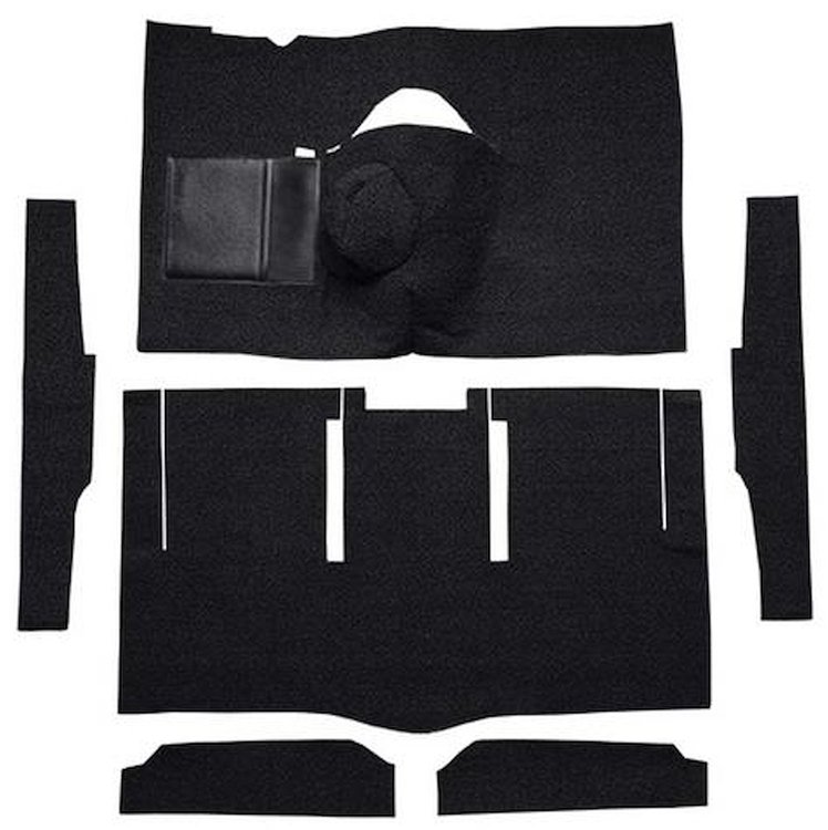 F9174801 1963-65 Falcon/Comet 2-Door Hardtop 8 Cyl w/ Floor Shift; Cut & Sewn; Loop Carpet; Kit; Black
