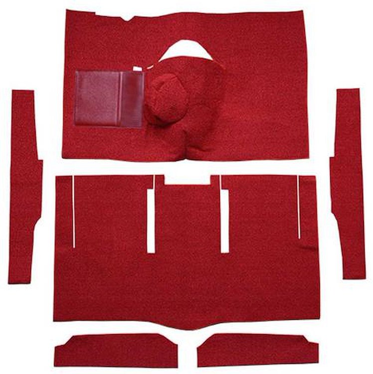 F9174802 1963-65 Falcon/Comet 2-Door Hardtop 8 Cyl w/ Floor Shift; Cut & Sewn; Loop Carpet; Kit; Red