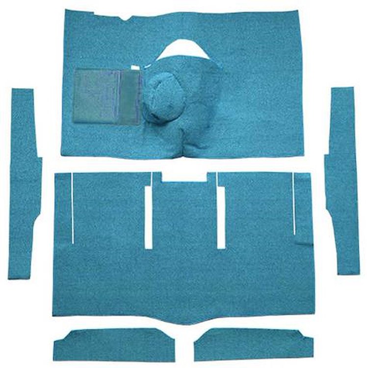 F9174841 1963-65 Falcon/Comet 2-Door Hardtop 8 Cyl w/ Floor Shift; Cut & Sewn; Loop Carpet; Kit; Medium Blue