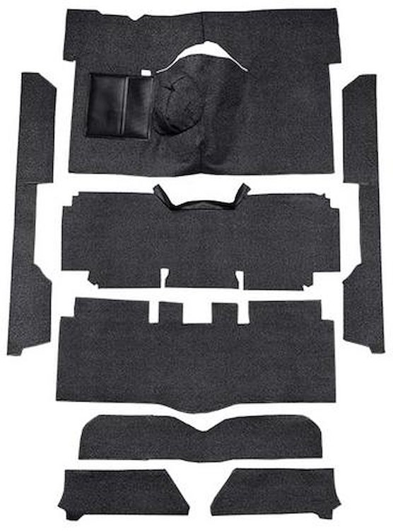 F9175001 1963-65 Falcon/Comet Convertible V8 w/ Floor Shift; Cut & Sewn; Loop Carpet; Kit; Black