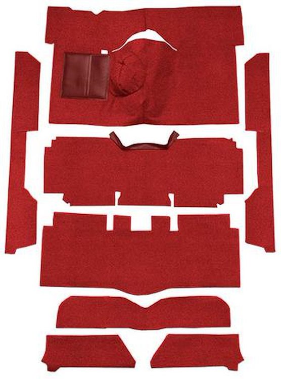 F9175002 1963-65 Falcon/Comet Convertible V8 w/ Floor Shift; Cut & Sewn; Loop Carpet; Kit; Red