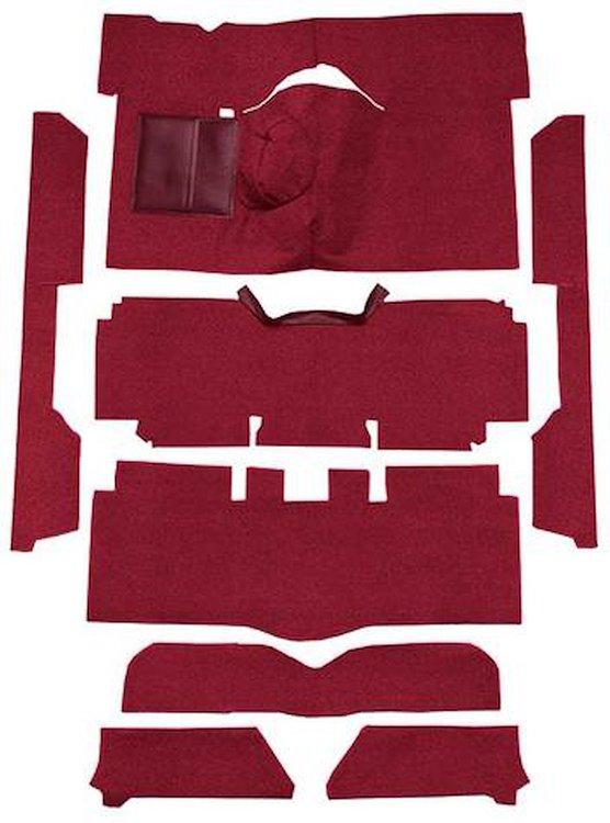 F9175015 1963-65 Falcon/Comet Convertible V8 w/ Floor Shift; Cut & Sewn; Loop Carpet; Kit; Maroon