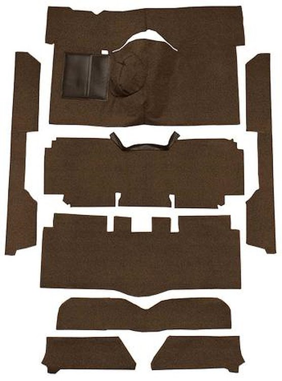 F9175030 1963-65 Falcon/Comet Convertible V8 w/ Floor Shift; Cut & Sewn; Loop Carpet; Kit; Dark Brown