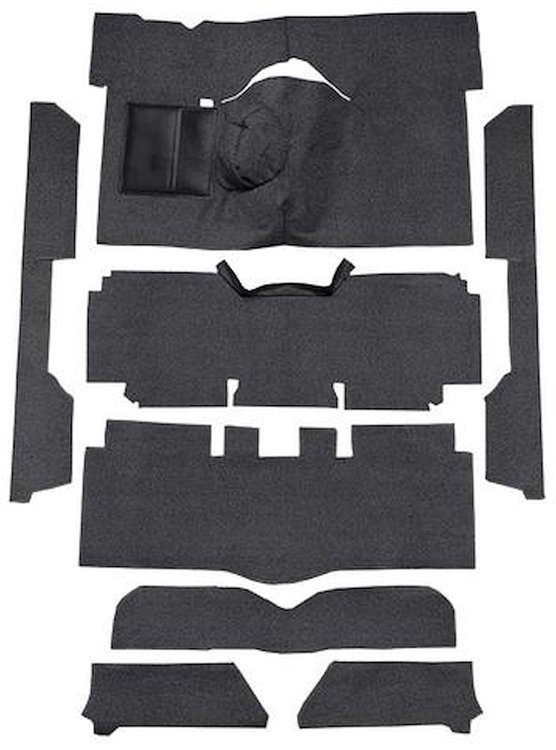 F9175057 1963-65 Falcon/Comet Convertible V8 w/ Floor Shift; Cut & Sewn; Loop Carpet; Kit; Charcoal