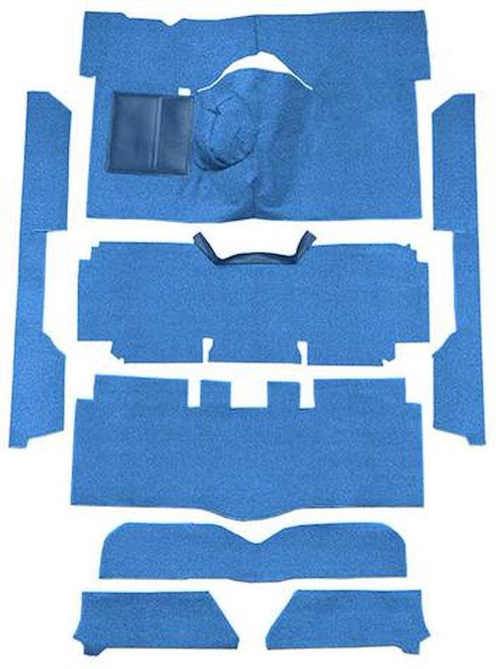 F9175062 1963-65 Falcon/Comet Convertible V8 w/ Floor Shift; Cut & Sewn; Loop Carpet; Kit; Ford Blue