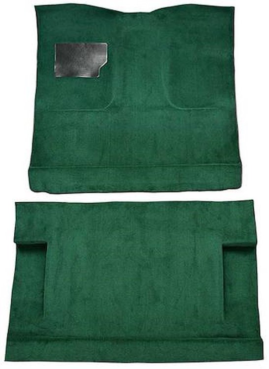 F9185413 1973 Ford F-250/F-350 Crew Cab; Low Tunnel Molded Loop Carpet; Kit; Dark Green