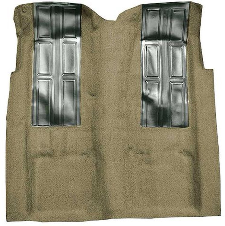 F9196544 1972-73 Ford Ranchero GT Automatic; Loop Carpet; Kit w/ 2; Black Inserts; Fawn Sandalwood