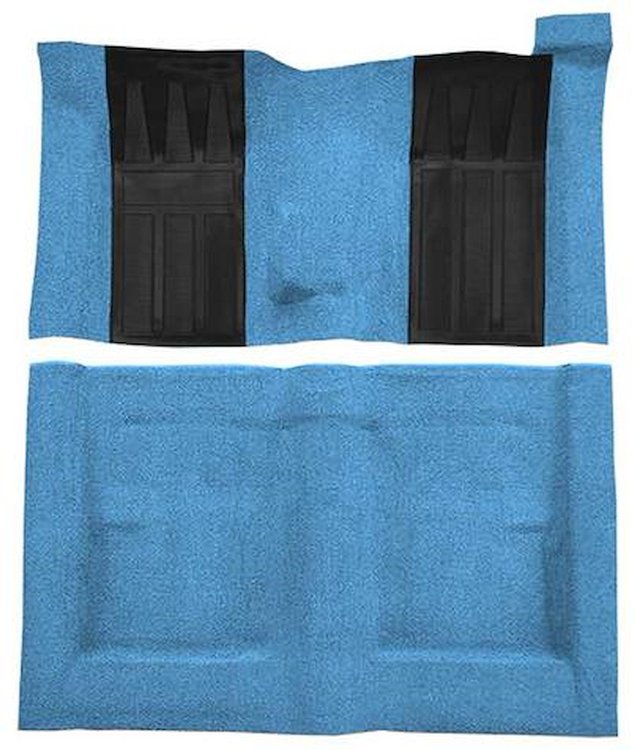 F9223741 1970-71 Ford Torino GT 2-Door Hardtop 4-Speed; Loop Carpet; Kit w/ 2; Black Inserts; Medium Blue