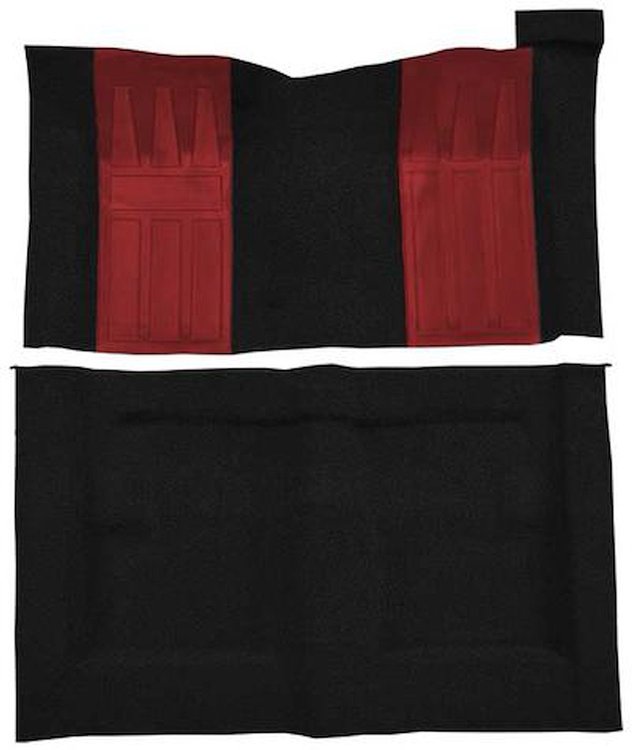 F9223801 1970-71 Ford Torino GT 2-Door Hardtop 4-Speed; Loop Carpet; Kit w/ Red Inserts; Black
