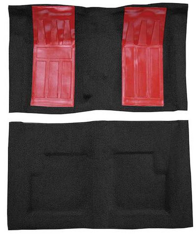 F9225201 1970-71 Ford Torino GT Convertible 4-Speed; Loop Carpet; Kit w/ Red Inserts; Black